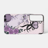 Goth Coquette Cat Phone Case – Pink & Black Samsung Galaxy Hülle (Rückseite (Horizontal))