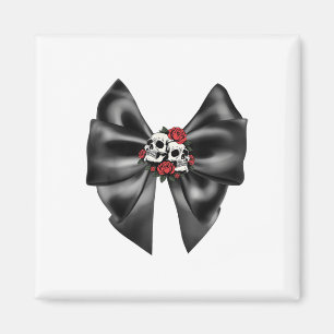 Goth Coquette Zweiköpfige Rosen-Schädel-Große schw Magnet