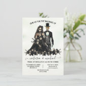 Goth Corpse Bride & Groom Wedding Einladung (Stehend Vorderseite)