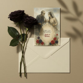 Goth Couple Zombie Halloween Wedding Begleitkarte