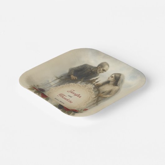 Goth Couple Zombie Halloween Wedding Pappteller (Gewinkelt)