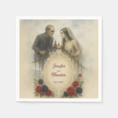 Goth Couple Zombie Halloween Wedding Serviette (Vorderseite)