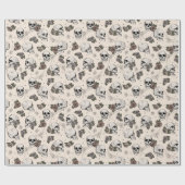 Goth Cream Skull und Blume Halloween Geschenkpapier (Flach)