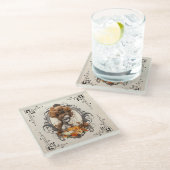 Goth Creepy Lady Pumpkins Glasuntersetzer (Schrägansicht)