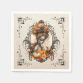 Goth Creepy Lady Pumpkins Serviette (Vorderseite)