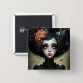 Goth Creepy Niedlich Girl Gothic Button (Vorne & Hinten)