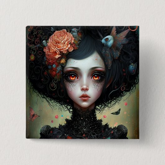 Goth Creepy Niedlich Girl Gothic Button (Vorderseite)