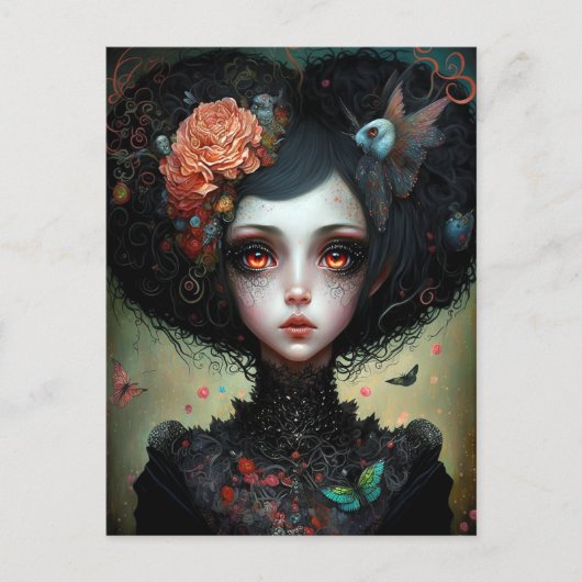 Goth Creepy Niedlich Girl Gothic Postkarte (Vorderseite)