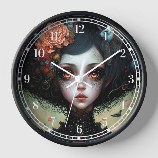 Goth Creepy Niedlich Girl Gothic Uhr (Vorderseite)