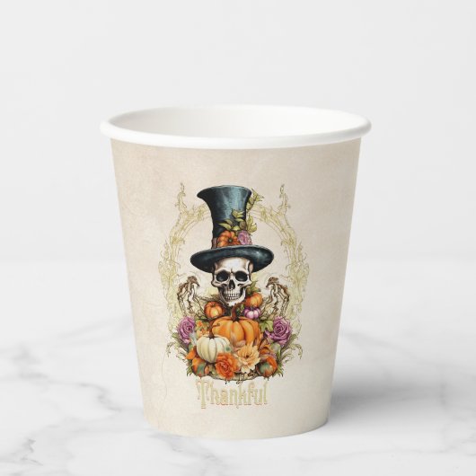 Goth Creepy Skeleton Dankbar Pappbecher (Vorderseite)