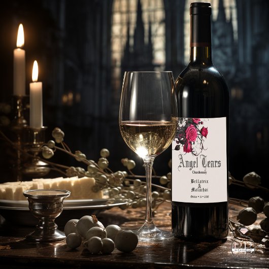 Goth Crimson Rose Weißer Wein Weinetikett
