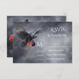 Goth Crow Floral Wedding Response Cards UAWG Einladung
