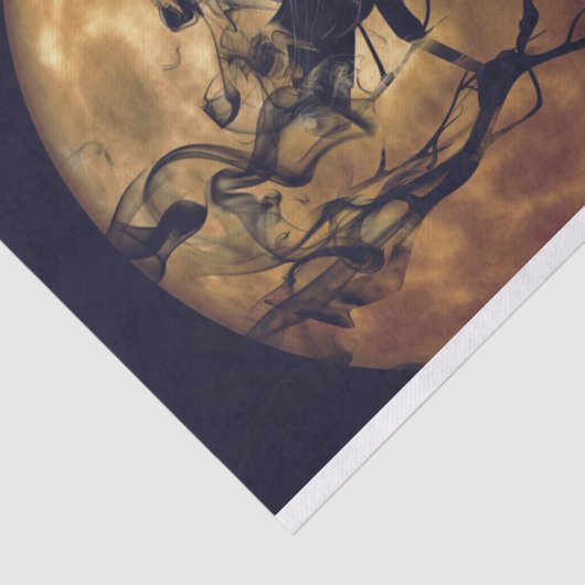 Goth Crow Orange Moon Decoupage Seidenpapier (Ausschnitt)