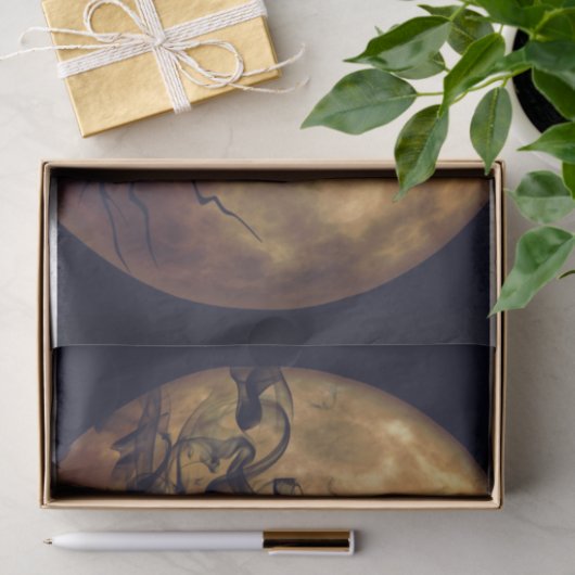 Goth Crow Orange Moon Decoupage Seidenpapier (Geschenk)