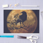 Goth Crow Orange Moon Decoupage Seidenpapier (Handwerk)