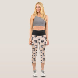 Goth Crown Skull Pattern Capri Leggings
