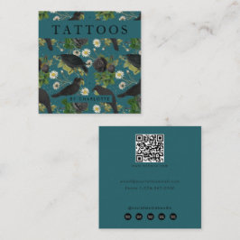 Goth Crows & Black Rose Tattoo Artist Quadratische Visitenkarte