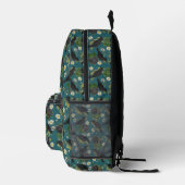 Goth Crows & Black Rose Tief Aquamarines Muster Bedruckter Rucksack (Rechts)