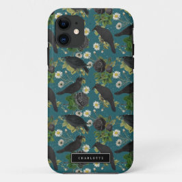 Goth Crows & Black Rose Tief Aquamarines Muster Case-Mate iPhone Hülle