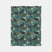 Goth Crows & Black Rose Tief Aquamarines Muster Fleecedecke (Vorderseite)