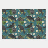 Goth Crows & Black Rose Tief Aquamarines Muster Geschenkpapier Set (Vorderseite 3)