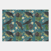 Goth Crows & Black Rose Tief Aquamarines Muster Geschenkpapier Set (Vorderseite 2)