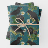 Goth Crows & Black Rose Tief Aquamarines Muster Geschenkpapier Set (Beispiel)