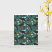 Goth Crows & Black Rose Tief Aquamarines Muster Karte (Gelbe Blume)