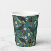 Goth Crows & Black Rose Tief Aquamarines Muster Pappbecher (Rückseite)