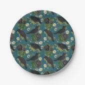 Goth Crows & Black Rose Tief Aquamarines Muster Pappteller (Vorderseite)