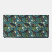 Goth Crows & Black Rose Tief Aquamarines Muster Schreibtischunterlage (Vorderseite)