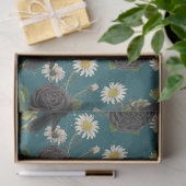 Goth Crows & Black Rose Tief Aquamarines Muster Seidenpapier (Geschenk)