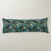 Goth Crows & Black Rose Tief Aquamarines Muster Seitenschläferkissen (Rückseite)