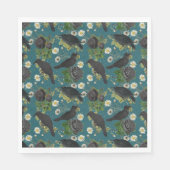 Goth Crows & Black Rose Tief Aquamarines Muster Serviette (Vorderseite)