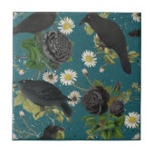 Goth Crows Black Rose Tief Aquamarines nahtloses M Fliese (Vorderseite)