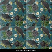 Goth Crows Black Rose Tief Aquamarines nahtloses M Fliese