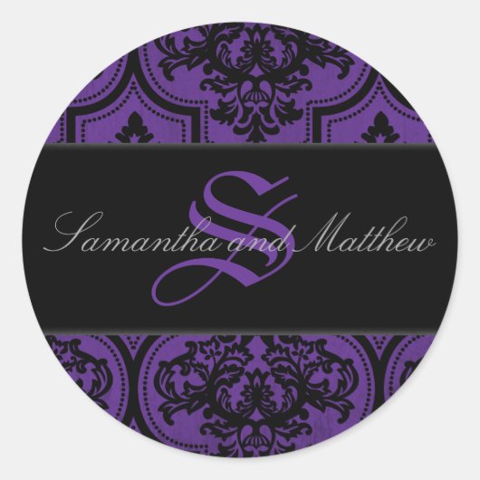 Goth Damask Grunge Monogram Sticker (Vorderseite)