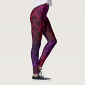 Goth Damask mit Schwarz über Lila und Rot Leggings (Rechts)