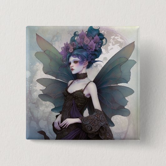 Goth Dark Fairy Girl Fantasy Art Button (Vorderseite)
