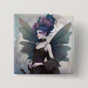 Goth Dark Fairy Girl Fantasy Art Button