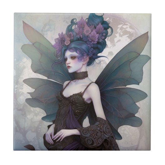 Goth Dark Fairy Girl Fantasy Art Fliese (Vorderseite)