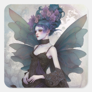 Goth Dark Fairy Girl Fantasy Art Quadratischer Aufkleber