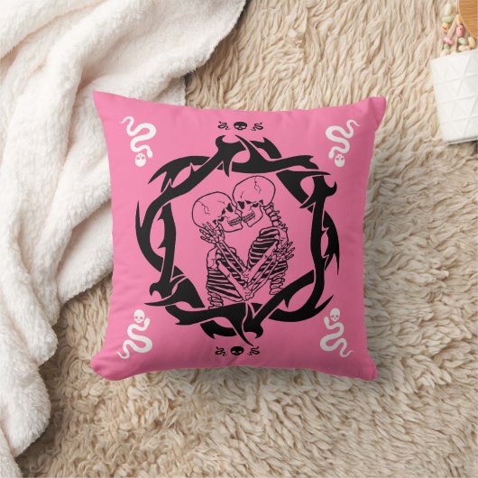 Goth Dark Pink Romantic Lovers Geschenk Kissen (Decke)