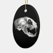 Goth Dead Cat Skull Silver Feline Skelett Keramikornament (Links)