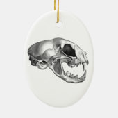 Goth Dead Cat Skull Silver Feline Skelett Keramikornament (Hinten)