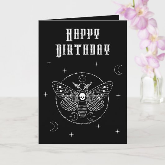 Goth Deaths Head Hawk Moth Birthday Card Karte (Orchidee)