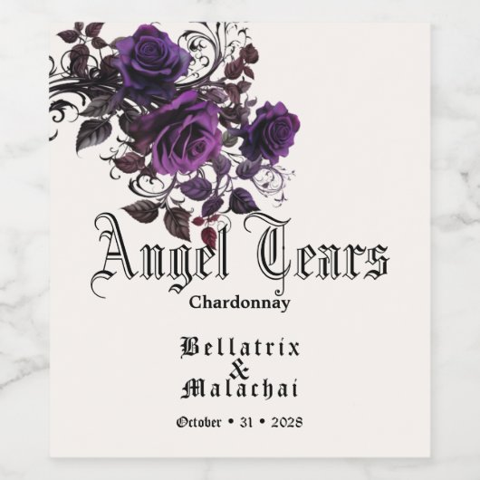 Goth Deep Amethyst Lila White Wine Label Weinetikett (Einzelnes Label)