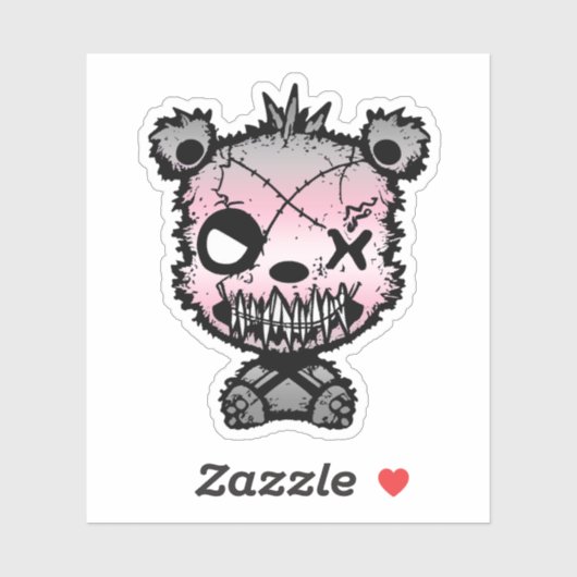 Goth Demigirl Pride Flag farbiger Bär Aufkleber (Blatt)