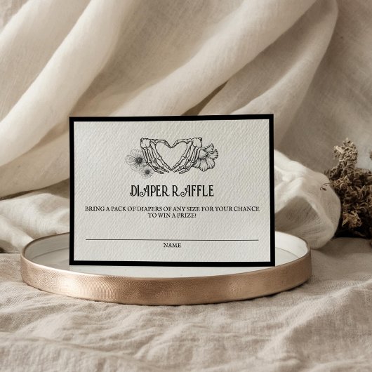 Goth Diaper Raffle Babydusche Skull & Blume Begleitkarte