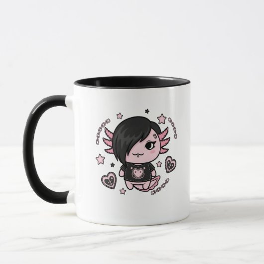 Goth E-Girl Axolotl with Pink Chains and Hearts Tasse (Links)